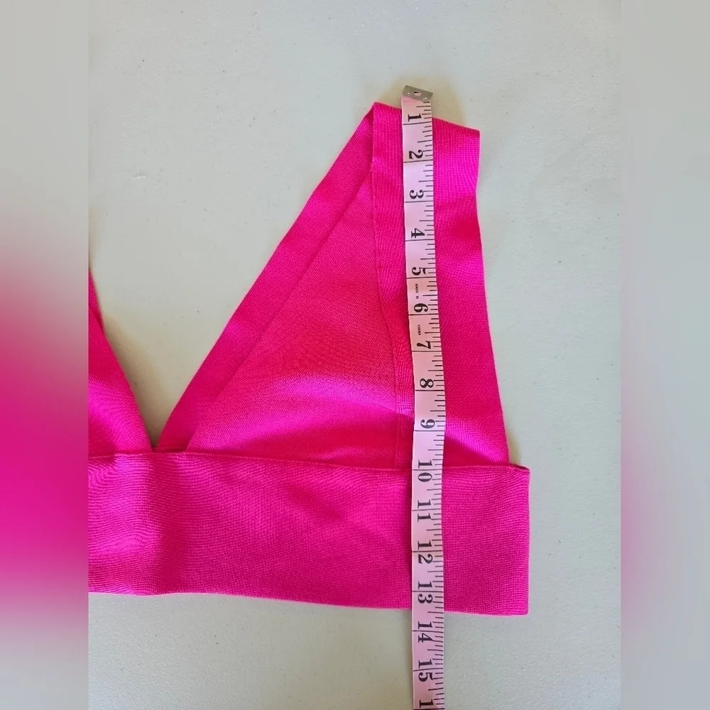 NWT Skims Knit Swim Plunge Bikini Top Magenta Women's Sz 3x.